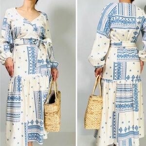 NWT Madison d’Amelie Blue & Cream Two Piece Top & Skirt Set